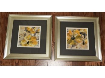 Set Of 2 Framed & Matted Yellow Buttercup Flower Wall Art