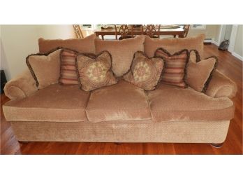 Thomasville Comfortable Plush Sofa With Throw Pillows