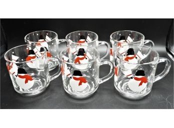 Luminarc Set Of 6 Glass Snowman Mugs