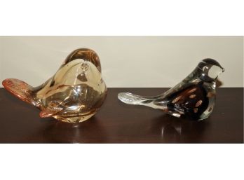 Decorative Set Of 2  Glass Birds