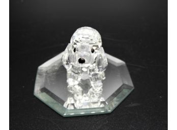 Swarovski Crystal Dog On Mirrored Plate