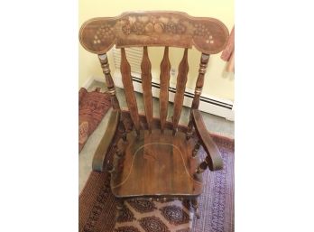 Vintage Solid Wood Rocking Chair With Fruit Pattern