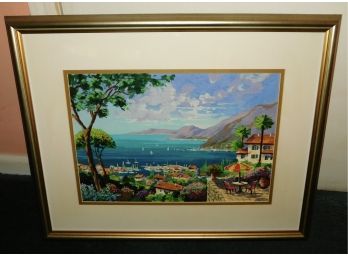 Vintage Singer A Sailboats Serigraph Edition 90/480 Framed #312387 With Certificate Of Authenticity