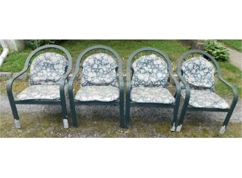 Set Of 4 Outdoor Aluminum Chairs With Cushions