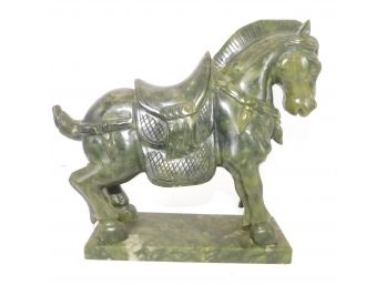 Lovely Solid Green Marble Horse Sculpture