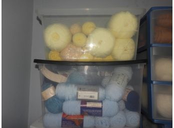 Assorted Bins Of Yarn - Pink, Red, Yellow & Blue
