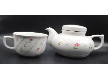 Vintage Papel 'Time For Tea' Porcelain Teapot & Teacup