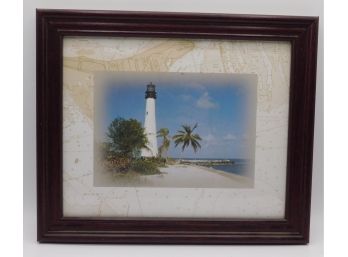 Lighthouse On Map Framed Print