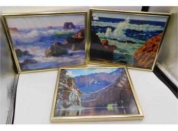 Set Of Three Waterfront In Decorative Gold Tone Frames