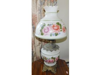 Vintage Hurricane Style Glass Table Lamp