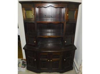 Stylish Bennington Pine Wood China Cabinet Hutch With 8 Cabinets