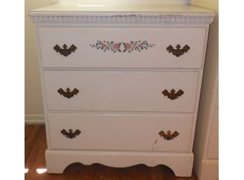 White 3-Drawer Dresser With Hand Painted Flowers