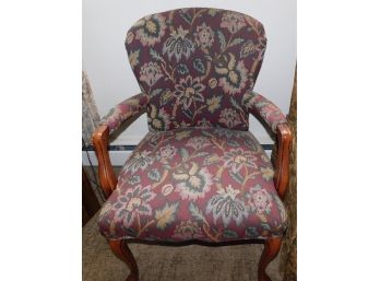 Red Floral Pattern Upholstered Arm Chair