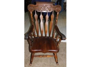 Floral Carved Pine Rocking Chair
