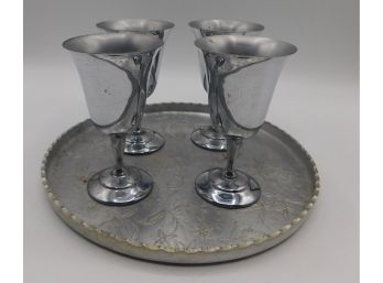 Aluminum Goblets With Serving Tray