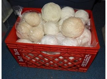 Crate Of Assorted Tan & White Yarn