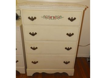 White 4-Drawer Dresser With Hand Painted Flowers
