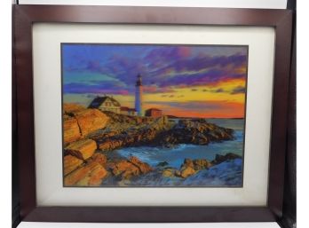 Holographic Lighthouse Framed Picture