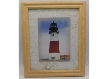 Framed Lighthouse Print With Map Border