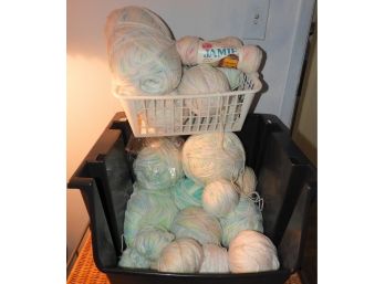 Lot Of Multicolored White, Blue & Pink Yarn - Like New
