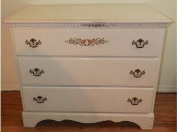 White 3-Drawer Dresser With Hand Painted Flowers