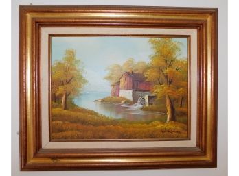Beautiful Fall Painting Robert More Watermill Framed Oil Painting On Canvas
