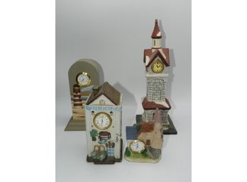 Lot Of Clock Face Lighthouse Figurines