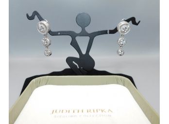 Lovely Pair Of Judith Ripka Sterling Silver CZ Earrings