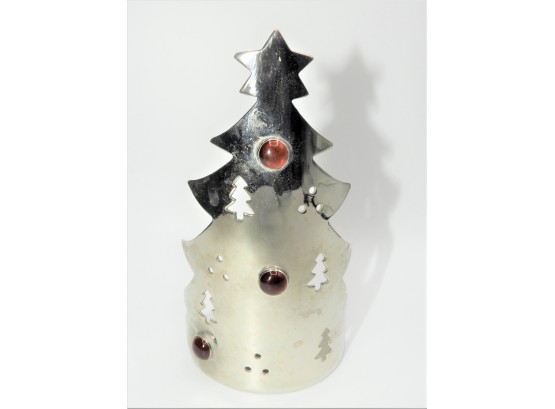 Silver Christmas Tree Tealight Candle Holder