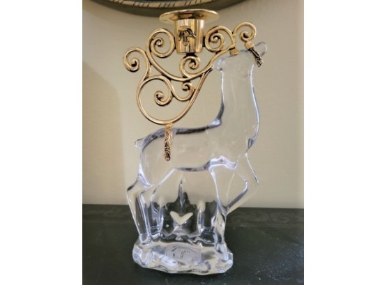 Gorham Crystal Reindeer Candle Holder Figurine