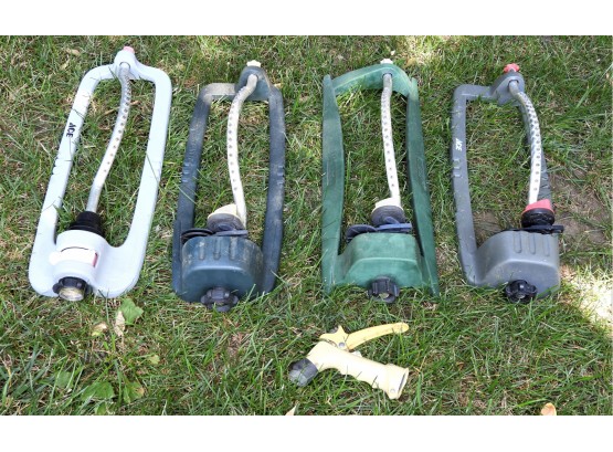 Set Of 4 Lawn Sprinklers & Garden Nozzle