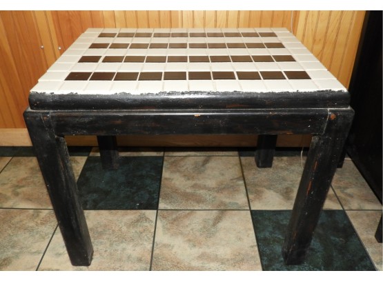Project Lane Black & White Tile Top Black Painted Wood Accent Table