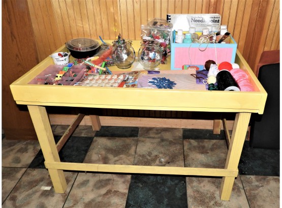 Children's Craft Table Including Assorted Craft Supplies