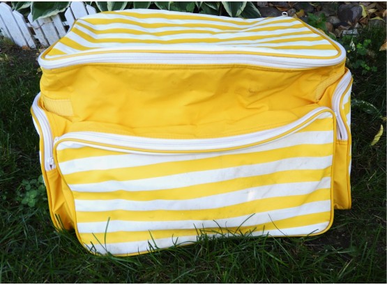 Yellow/white Striped Plastic Cooler