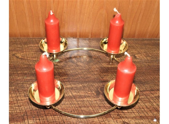 Partylite Gold Candle Holder With 4 Red Candles