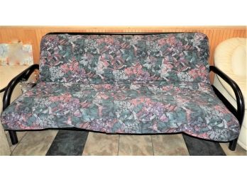 Black Metal Futon With Floral Cover