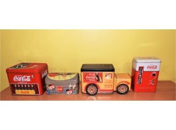 Assorted Set Of 4 Coca Cola Metal Tin Collectibles