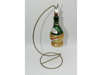 'Salute/chianti'  Wine Bottle Ornament With Gold Metal Stand