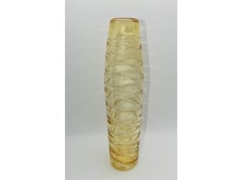 Lovely Amber Textured Swirl Glass Vase