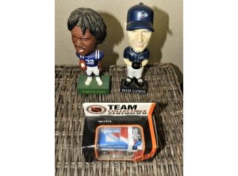 Assorted Set Of 3 Edgerrin James, Roger Clemins Bobbleheads & 1997 NHL Collectible Zamboni