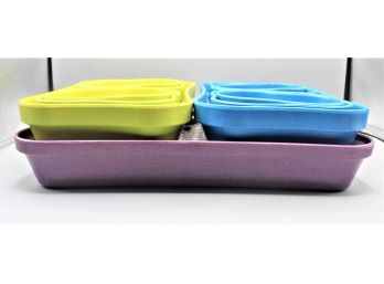 Brand New Hard Plastic Colorful Tupperware Set - No Lids - 11 Piece Set