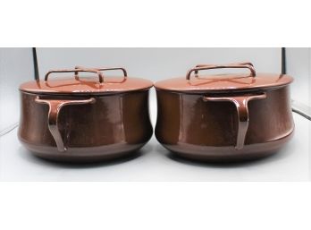 Rare Dansk Kobenstyle Chocolate Brown Enamel Dutch Oven Pots W/ Lids - Jens Quistgarrd Mid Century Pots