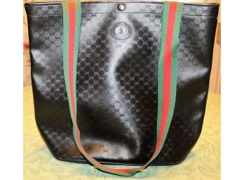 Gucci Inspired  Black Green Red Canvas Microguccissima Web Stripe Handle Tote Bag