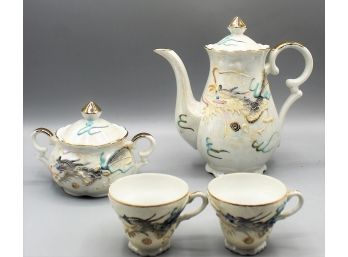 Vintage Moriage Dragonware Tea Set - Japan White Luster