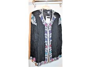 Carina Silk Glass Beaded Floral Designed Sequined Evening Jacket