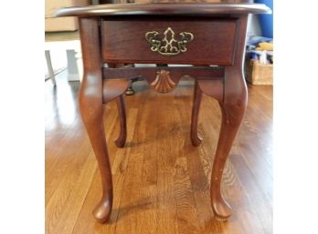Vintage Wooden End Table With Small Drawer