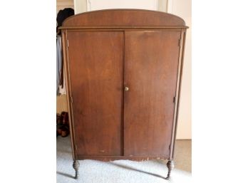 Antique Wooden Armoire Closet With Wheels