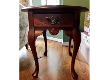 Vintage Wooden End Table With Small Drawer