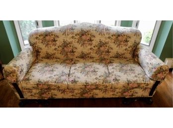 Vintage Sofa Reupholstered With Floral Print Fabric