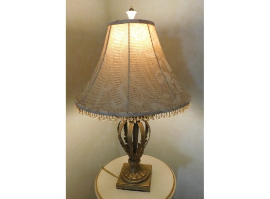 Lovely Table Lamp With Fringed Lampshade And Metal Base